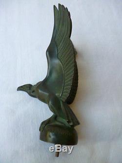 Ancienne mascotte bronze condor max le verrier, bouchon de radiateur art déco