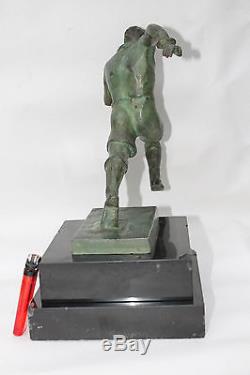 Ancienne sculpture Bronze art déco Athlete Rugby de E. Fraisse