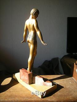 Ancienne sculpture art deco en bronze femme danseuse antique statue woman dancer