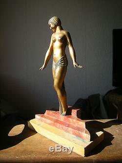 Ancienne sculpture art deco en bronze femme danseuse antique statue woman dancer