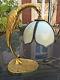 Ancienne & superbe lampe art déco oiseau bronze & albatre