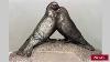 Antique Art Deco Bronze Figure Of Two Pigeons Necking On