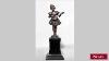 Antique French Art Deco Bronze Figure Of Girl With Guitar