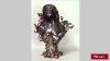 Antique French Art Nouveau Bronze Bust Of Lady Coming Out