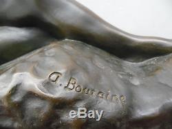 Antoine Bouraine Femme nue au rocher Bronze à patine brune ART DECO