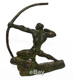 Archer bronze d'époque art déco 1930 patine médaille signé Ero