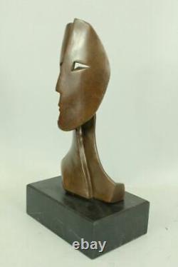 Art Déco Art Moderne Visages Par Picasso Bronze Sculpture Marbre Base Cadeau