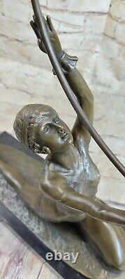 Art Déco Bronze Bague Danseuse Statue Signée Preiss Figurine Fonte Figurine