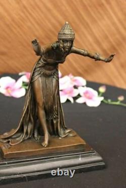 Art Déco Bronze Femme Signée Chiparus Musée Qualité Sur Marbre Base Solde