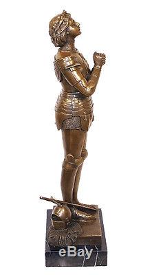 Art Deco Bronze Skulptur Jean d´ Arc, signiert