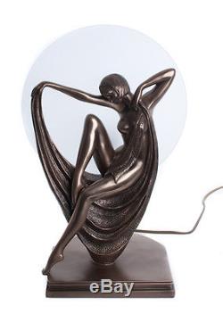 Art Deco Celia Nude Lady Cold Cast Bronze Statue Lamp Light