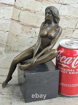 Art Déco Chair Tentatrice Bronze Sculpture Fonte Marbre Base Figurine