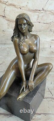 Art Déco Chair Tentatrice Bronze Sculpture Fonte Marbre Base Figurine