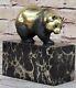 Art Déco Chinois Panda Doré Bronze Masterpiece Fonte Sculpture Figurine Cadeau