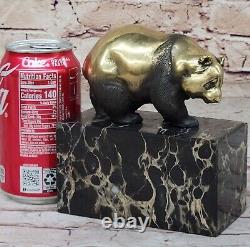 Art Déco Chinois Panda Doré Bronze Masterpiece Fonte Sculpture Figurine Solde