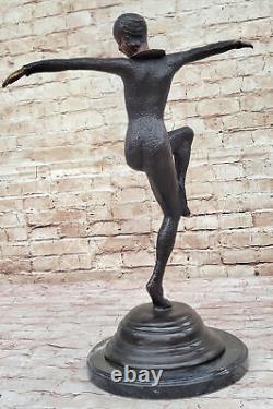 Art Déco Chiparus Femme Danseuse Sculpture Avec Deux Ton Patine Ouvre