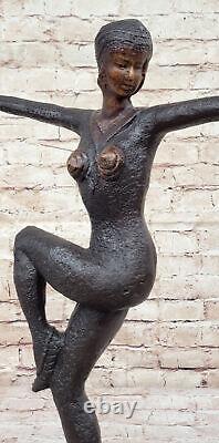 Art Déco Chiparus Femme Danseuse Sculpture Avec Deux Ton Patine Ouvre