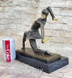 Art Déco Égyptien Danseuse Bronze Signée Statue Fonte Figurine