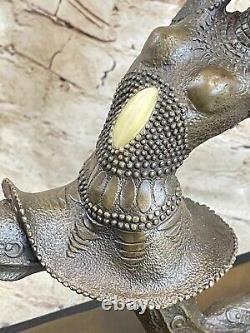 Art Déco Égyptien Danseuse Bronze Signée Statue Fonte Figurine
