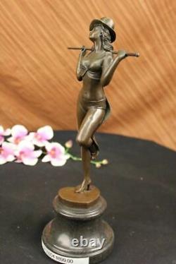 Art Déco Élégant Bronze Statue Vintage Jazz Broadway Drama Theatre Dancer Figure