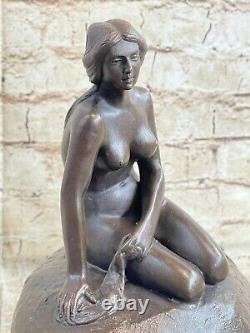 Art Déco Fait à la Main Sculpture Danemark Sirène Chair Bronze Cuivre Statue