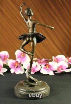 Art Déco Fonte Bronze Gracieux Ballerine Ballet Statue Sculpture Signée Milo