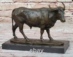 Art Déco Fonte Ferme Trophée Vache Bull Bronze Sculpture Statute Figurine