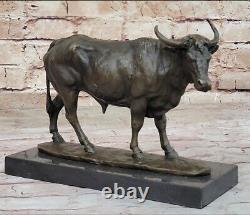 Art Déco Fonte Ferme Trophée Vache Bull Bronze Sculpture Statute Figurine