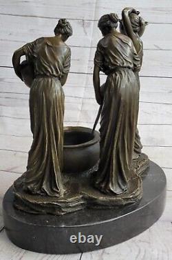 Art Déco Fonte Musée Qualité 3 Travail Femmes Bronze Sculpture Statue Chair