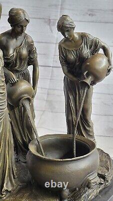 Art Déco Fonte Musée Qualité 3 Travail Femmes Bronze Sculpture Statue Chair