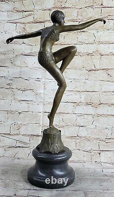 Art Déco Grand Classique Danseuse Signée Figurine Bronze Statue Sculpture