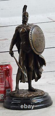 Art Déco Grand Odysseus Romain Guerrier Bronze Sculpture Marbre Base Figurine D