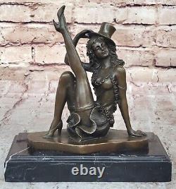 Art Déco Jazz Danseuse Fonte Bronze Sculpture Marbre Base Figurine