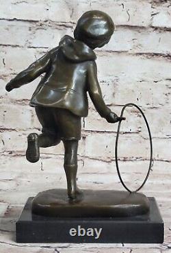 Art Déco Jeune Enfant à Jouer Roumain Listés Artiste D. H Chiparus Bronze Statue