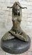 Art Déco Joli Yoga Danseuse Bronze Sculpture Statue Fonte Marbre Base Figurine