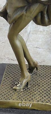 Art Déco Main Fabriqué Original Marylin Monroe Solide Bronze Sculpture Figurine