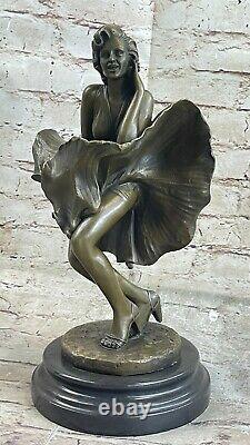 Art Déco Marbre Bronze Sculpture Statue Figurine Sexy Érotique Marilyn Monroe
