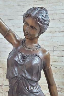 Art Déco / Nouveau Fonte Haut Femme Français Lampe Bronze Sculpture Statue Deal
