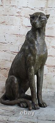 Art Déco Puma Jaguar Faune Guépard Bronze Sculpture Statue Figurine Décor