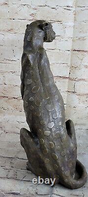 Art Déco Puma Jaguar Faune Guépard Bronze Sculpture Statue Figurine Décor