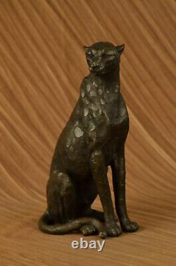 Art Déco Puma Jaguar Wildlife Guépard Bronze Sculpture Statue Figurine Lost Cire