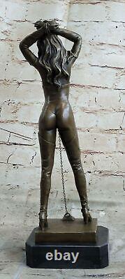 Art Déco Sculpture Nu Femme Fille Érotique Femelle Corps Bronze Statue