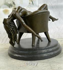 Art Déco Sculpture Sexy Nue Femme Érotique Nu Fille Bronze Ouvre