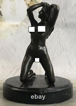 Art Déco Sculpture Sexy Nue Femme Érotique Nu Fille Bronze Statue Figurine Solde
