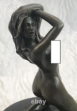 Art Déco Sculpture Sexy Nue Femme Érotique Nu Fille Bronze Statue Figurine Solde