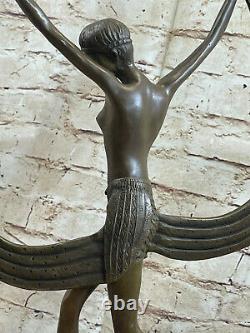 Art Déco Signé Par Mirval Ruban Danseuse Bronze Sculpture Chair Fonte