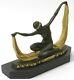 Art Déco Signée Mirval Ruban Danseuse Bronze Sculpture Statue Figurine Décoratif