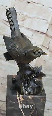 Art Déco Spéciale Patine Love Oiseau Colombe Bronze Sculpture Marbre Base Art