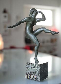 Art Deco Statuette Bronze Danseuse par René André Varnier