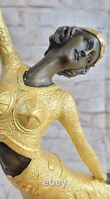 Art Déco / Style Nouveau Bronze Marbre Sculpture Signée D H Chiparus Figurine